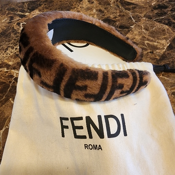 GORGEOUS - Fendi FF, Zucca Shearling, Brown and Black Headband - Picture 2 of 9
